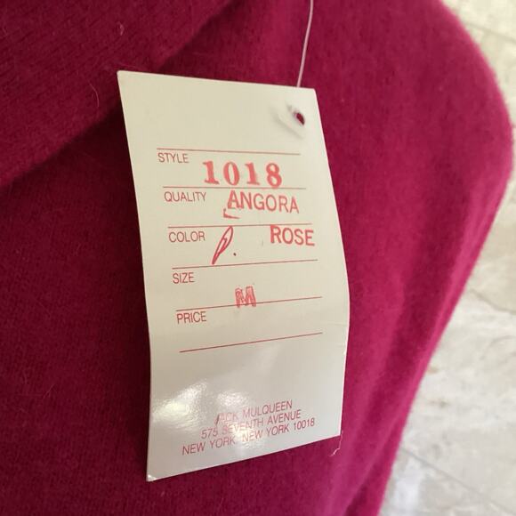 VTG 80s Fuchsia Lambswool Angora Sweater Dress - M, Holiday Soap Opera Glam, NWT - Picture 9 of 11